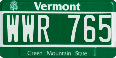 VT license plate WWR765