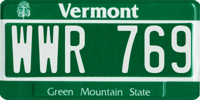 VT license plate WWR769