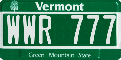 VT license plate WWR777