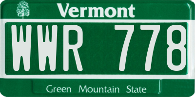 VT license plate WWR778
