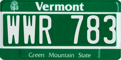 VT license plate WWR783