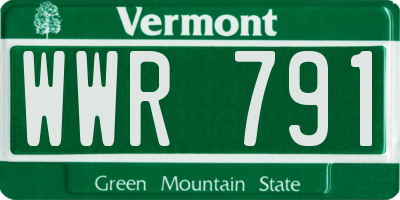 VT license plate WWR791