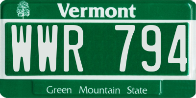 VT license plate WWR794