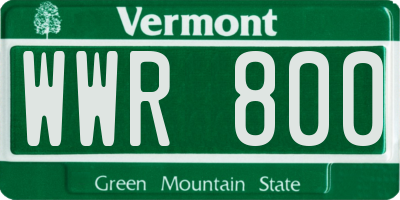 VT license plate WWR800