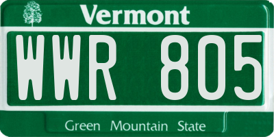 VT license plate WWR805