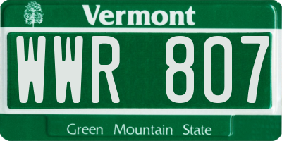 VT license plate WWR807