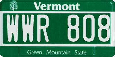 VT license plate WWR808