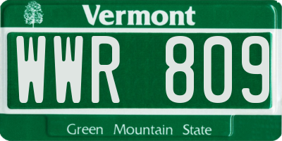VT license plate WWR809