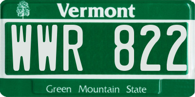 VT license plate WWR822
