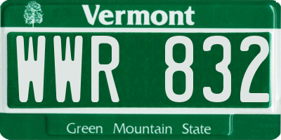 VT license plate WWR832