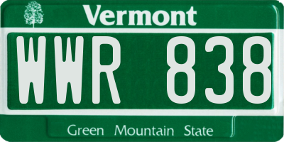 VT license plate WWR838