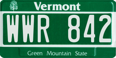 VT license plate WWR842