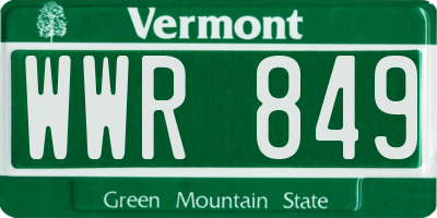 VT license plate WWR849