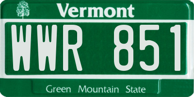 VT license plate WWR851