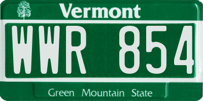 VT license plate WWR854