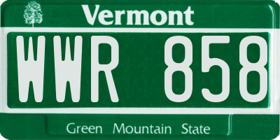 VT license plate WWR858