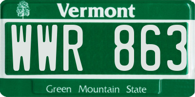 VT license plate WWR863