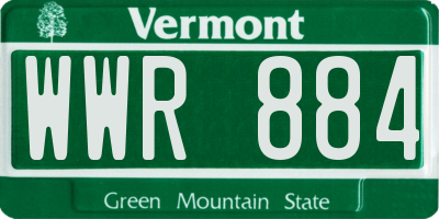 VT license plate WWR884