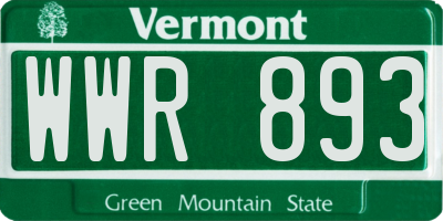 VT license plate WWR893