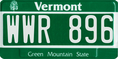 VT license plate WWR896