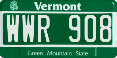 VT license plate WWR908