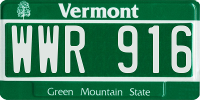 VT license plate WWR916