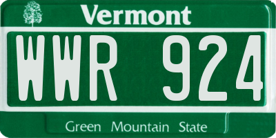 VT license plate WWR924
