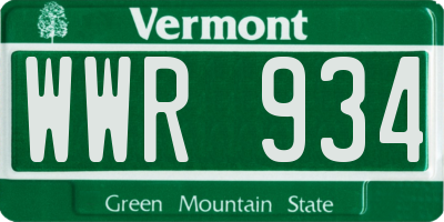 VT license plate WWR934