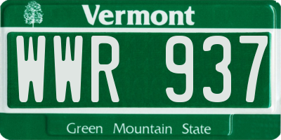 VT license plate WWR937