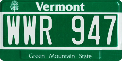 VT license plate WWR947