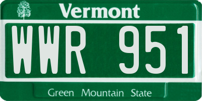 VT license plate WWR951