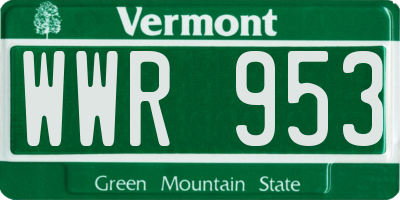 VT license plate WWR953