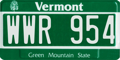 VT license plate WWR954