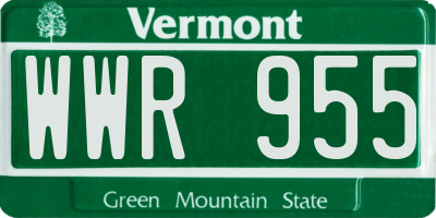 VT license plate WWR955