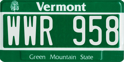 VT license plate WWR958