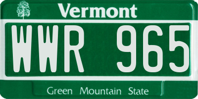 VT license plate WWR965