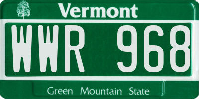 VT license plate WWR968