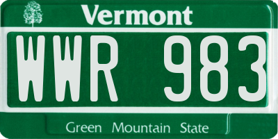 VT license plate WWR983