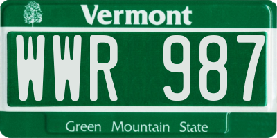 VT license plate WWR987
