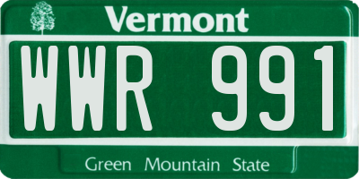 VT license plate WWR991