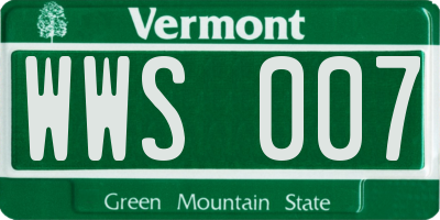 VT license plate WWS007