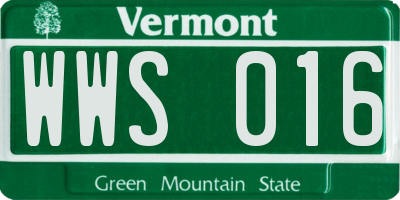 VT license plate WWS016