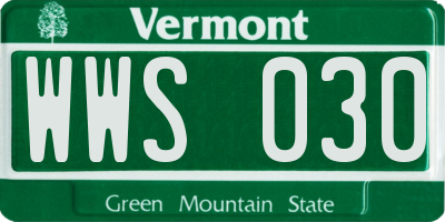VT license plate WWS030