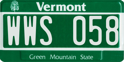VT license plate WWS058