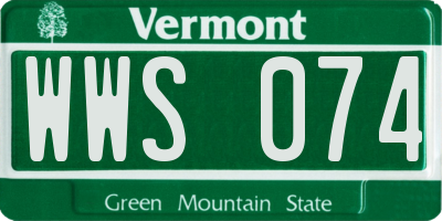 VT license plate WWS074