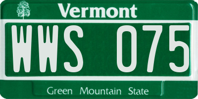 VT license plate WWS075
