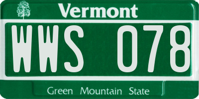 VT license plate WWS078