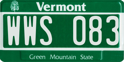 VT license plate WWS083