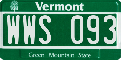 VT license plate WWS093