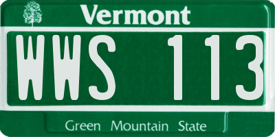 VT license plate WWS113